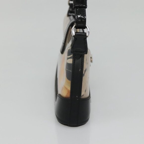 Salvatore Ferragamo Gancini Shoulder Bag Vinyl Black Beige Silver Auth 134739 - Picture 4 of 16